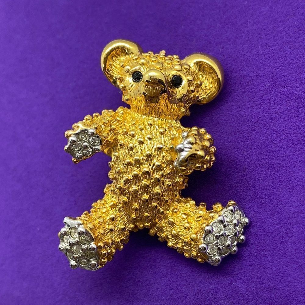 💛 Gold Plated Vintage Butler Bear Brooch